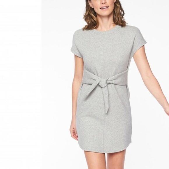 Athleta Embrace Dress Short Sleeve Tie Gray Sz s - Picture 1 of 5